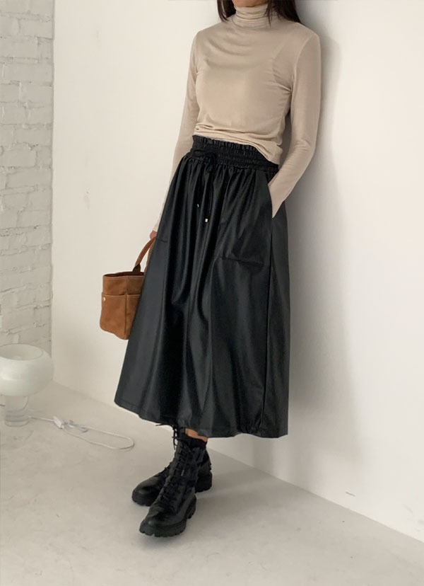Flare Faux Leather Skirt